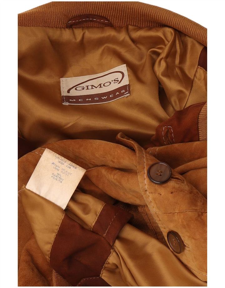 Jaqueta bomber masculina de camurça Gimo's Reino Unido 40 grande couro bege