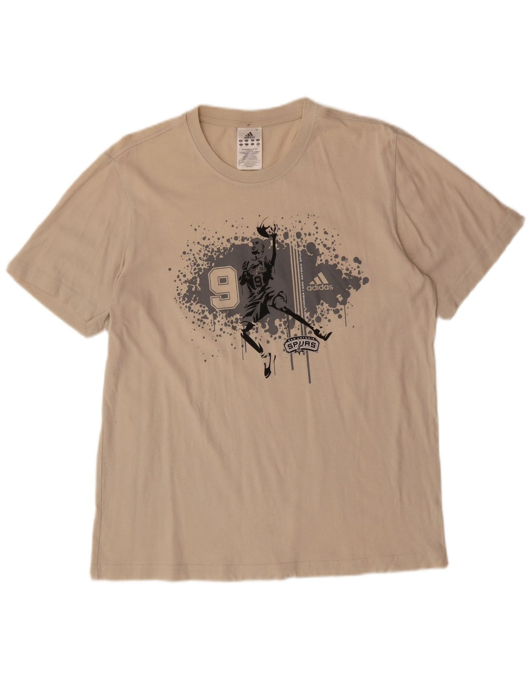 ADIDAS Mens Graphic T-Shirt Top Médio Algodão Bege