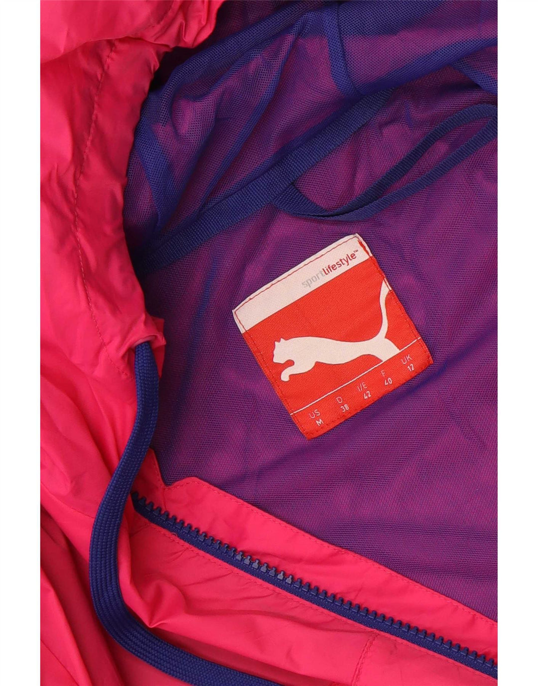 Jaqueta de chuva com capuz feminina Puma UK 12 rosa médio