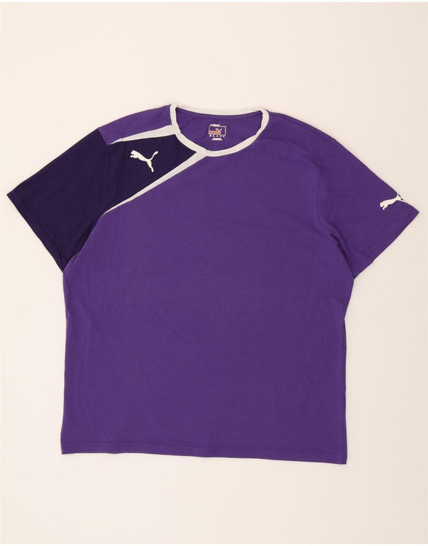 Camiseta masculina gráfica PUMA Top XL roxo colorblock poliéster
