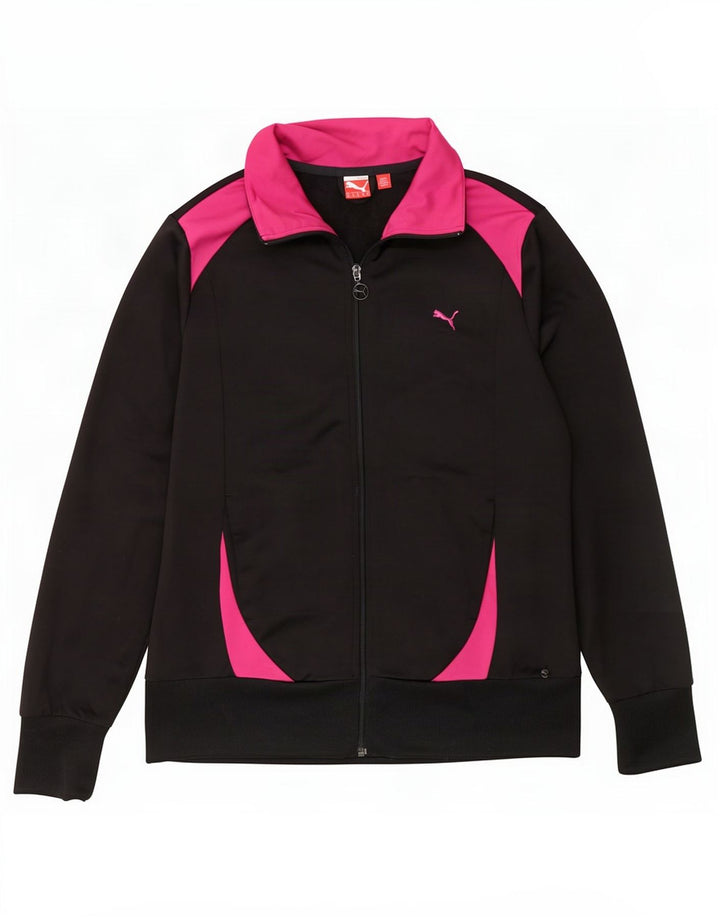 Puma Womens Tracksuit Top Jacket UK 16 Grande Preto Colourblock Poliéster