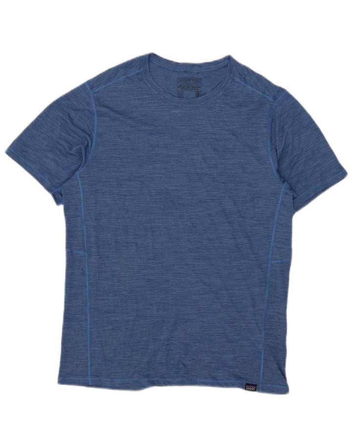 Camiseta masculina Patagonia Top médio azul risca de giz poliéster