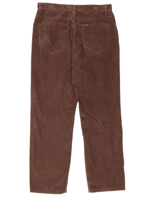 Lee Mens Straight Corduroy Trousers W33 L28 Brown Cotton