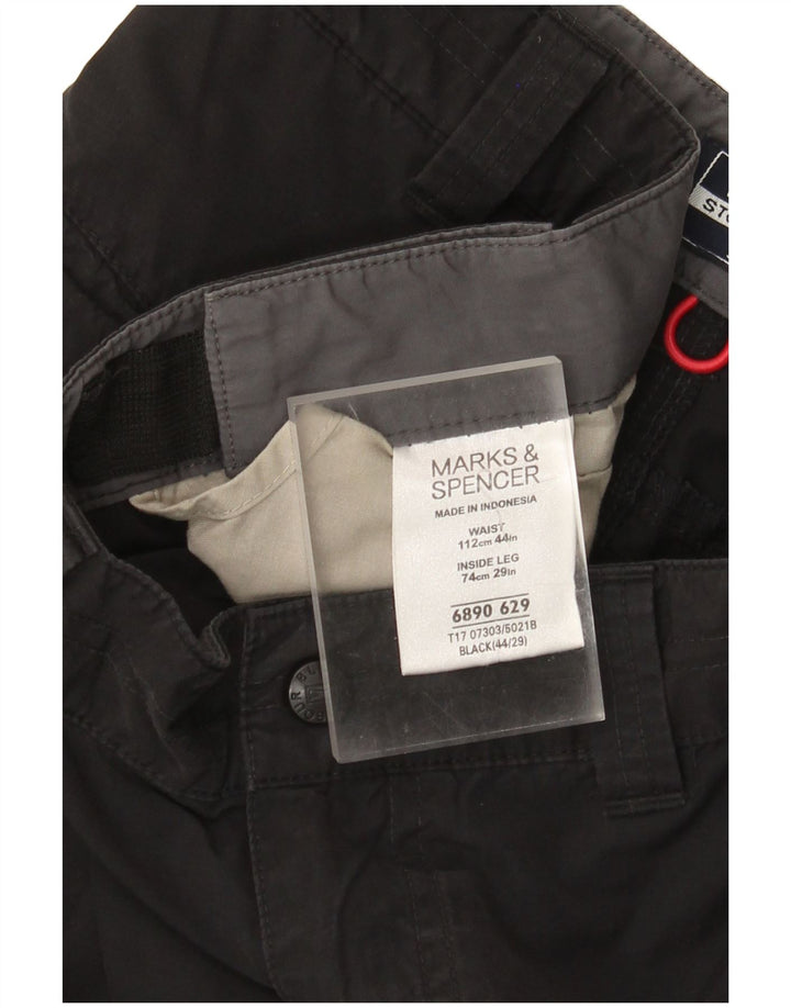 Calça cargo reta masculina Marks & Spencer W44 L29 algodão preto