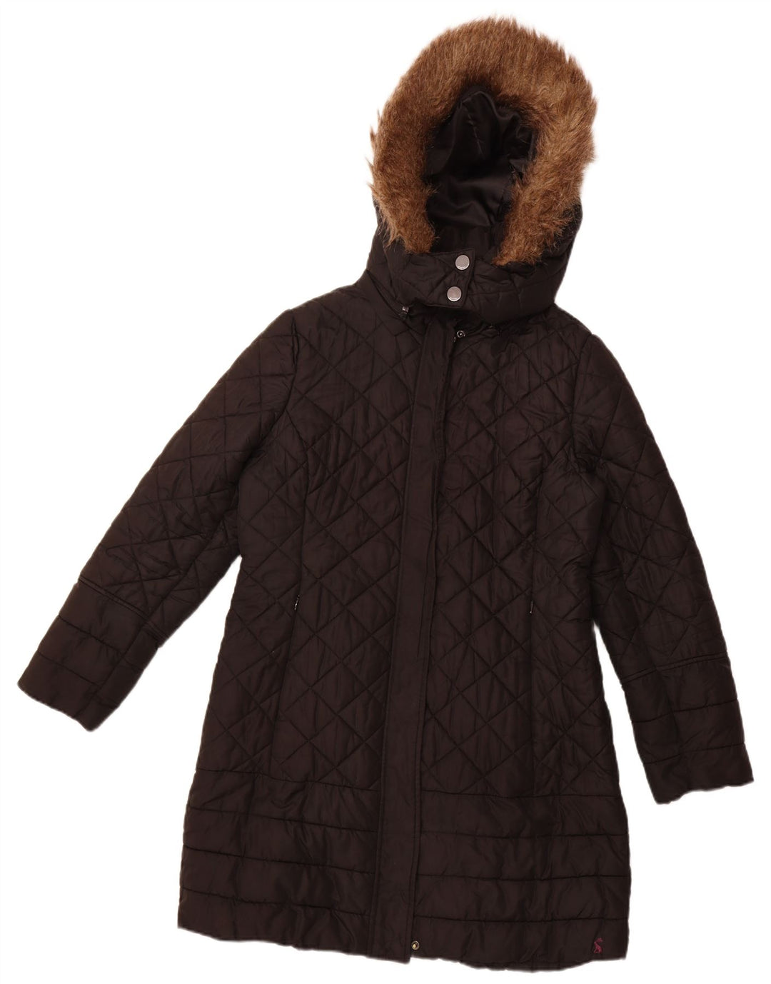 Sobretudo feminino acolchoado com capuz JOULES US 14 XL poliéster preto