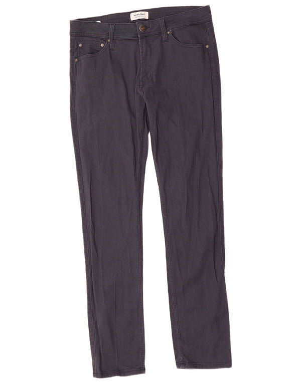 Calça masculina reta casual Jack & Jones W32 L32 algodão azul marinho