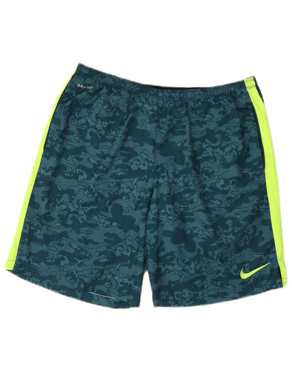 Shorts esportivos masculinos Nike Dri Fit grande poliéster camuflado azul