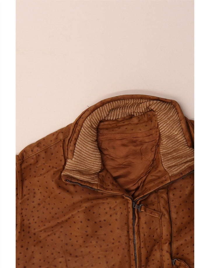 Colete de couro masculino VINTAGE IT 56 3XL marrom manchado