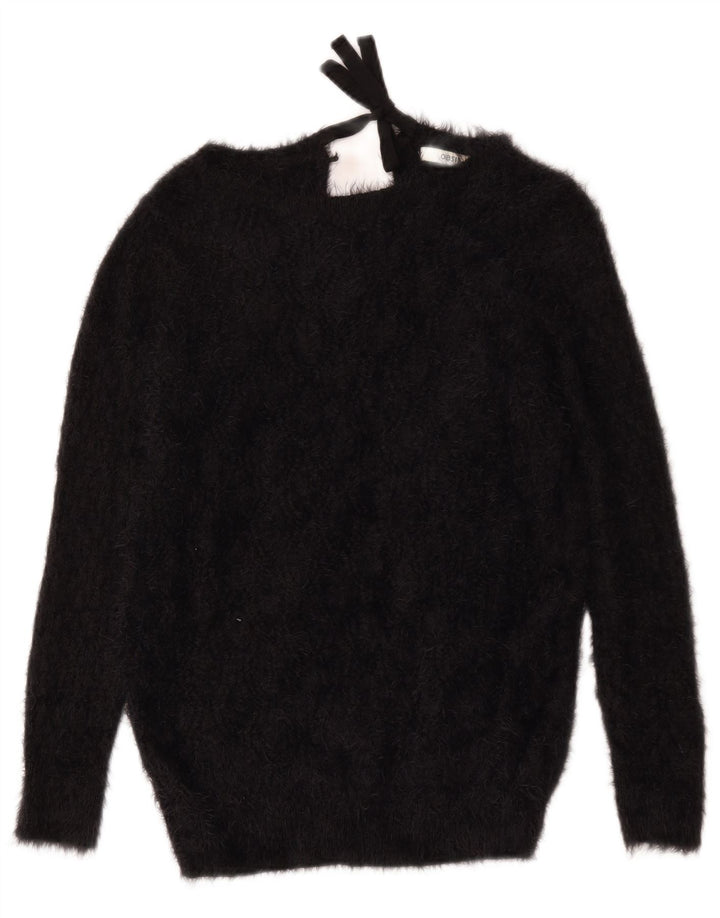 Suéter feminino Oasis com gola canoa UK 10 poliamida preta pequena
