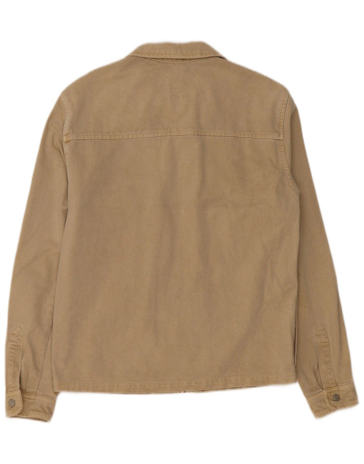 Zara Mens Relaxed Denim Jacket UK 38 Medium Khaki Cotton