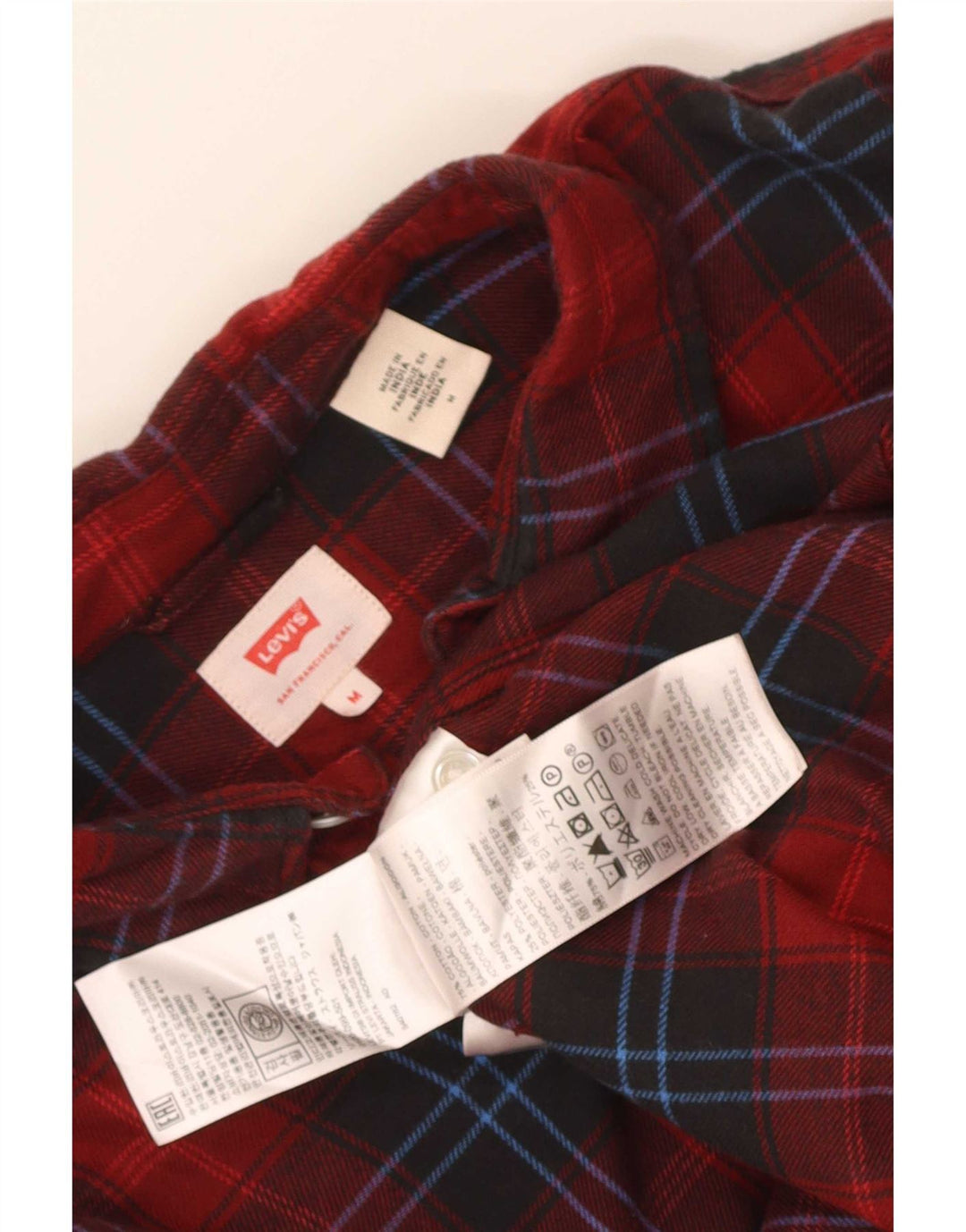 Camisa masculina de flanela Levi's de algodão xadrez vermelho médio