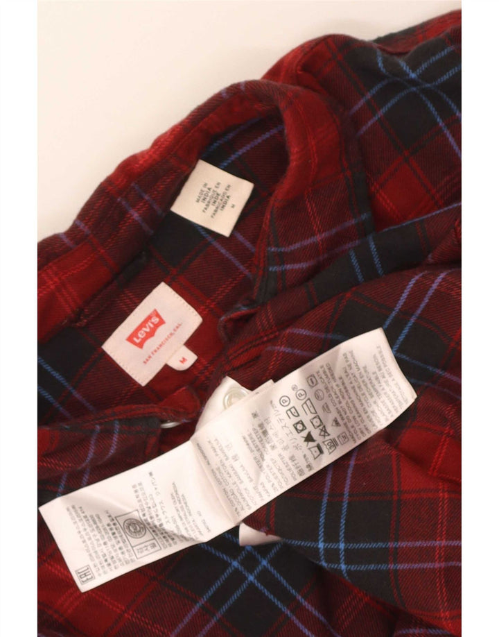 Camisa masculina de flanela Levi's de algodão xadrez vermelho médio