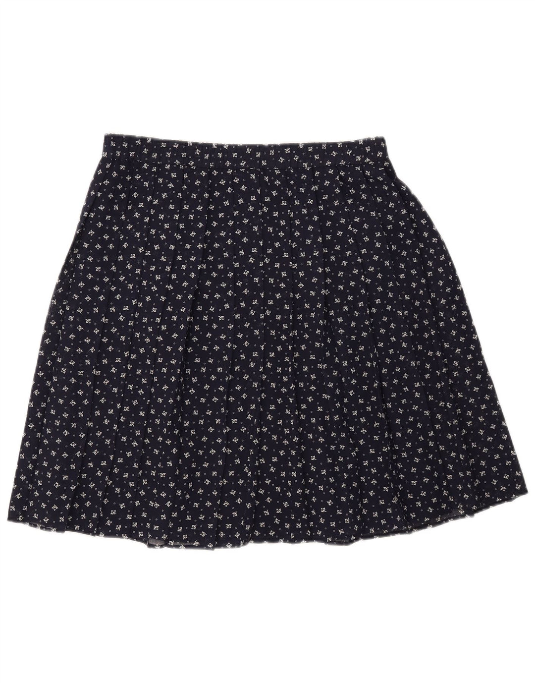 Saia feminina GVB A-Line UK 10 pequena W34 azul marinho floral poliéster