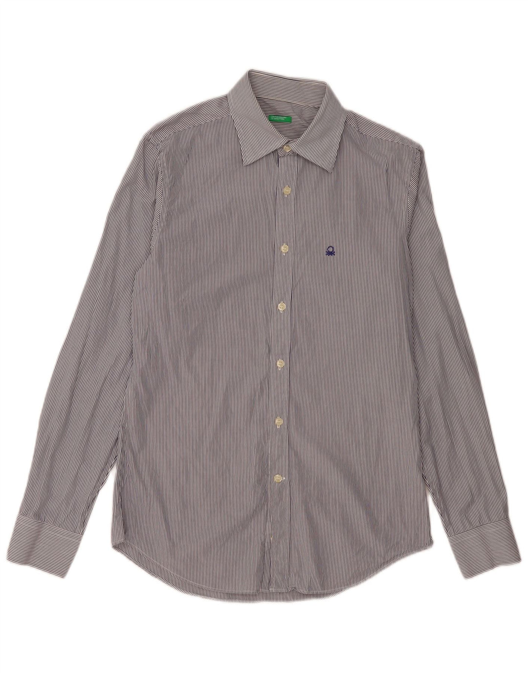Camisa masculina BENETTON pequena listra azul marinho
