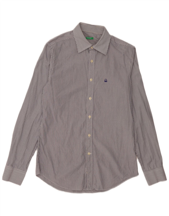 Camisa masculina BENETTON pequena listra azul marinho