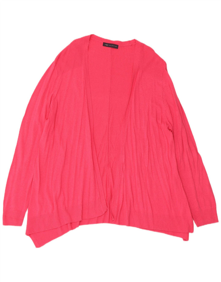 Suéter cardigã aberto feminino Marks & Spencer Reino Unido 14 grande rosa