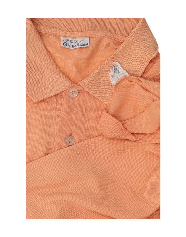 SERGIO TACCHINI Camisa polo masculina grande algodão laranja