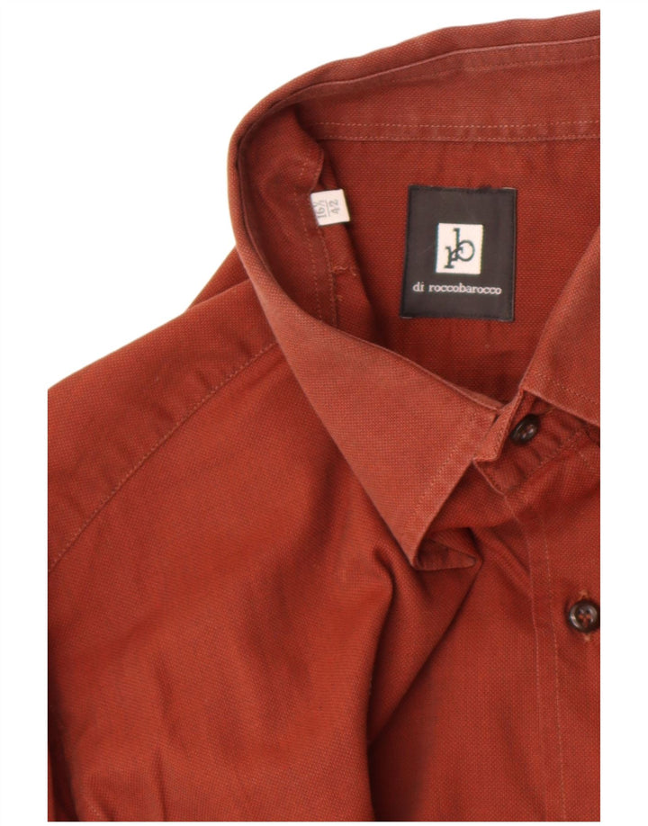 Camisa masculina Roccobarocco tamanho 16 1/2 42 grande algodão marrom