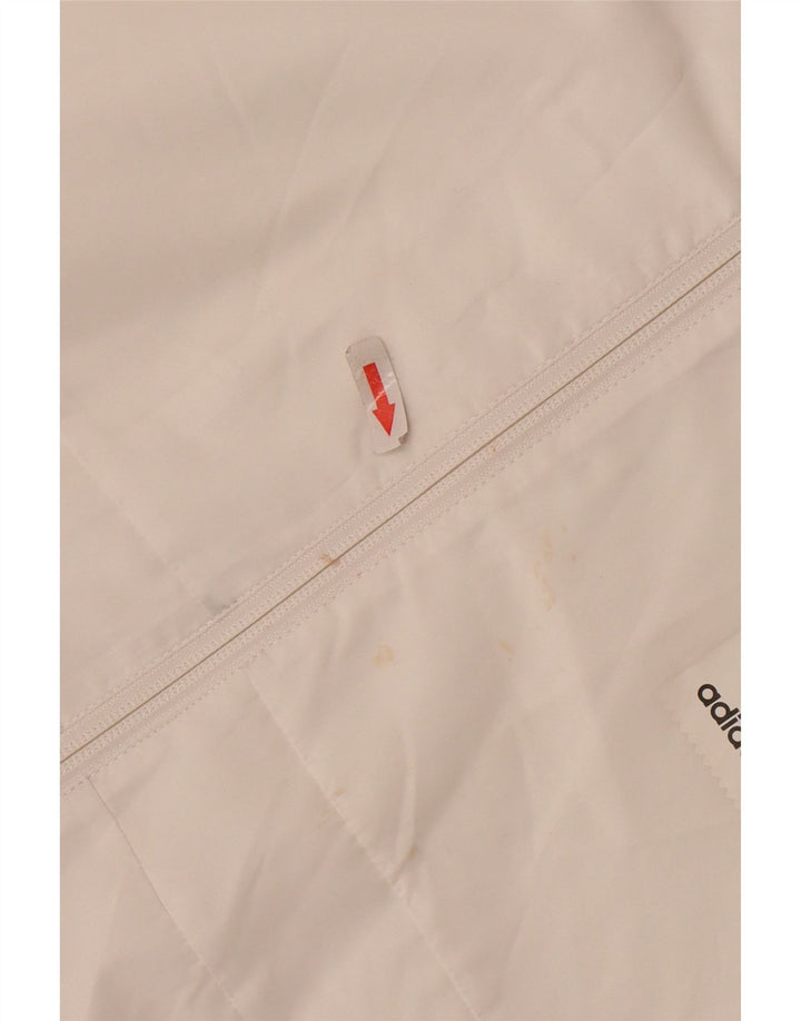 Jaqueta corta-vento com capuz Adidas Mens Climalite Reino Unido 40 Grande Poliéster Branco