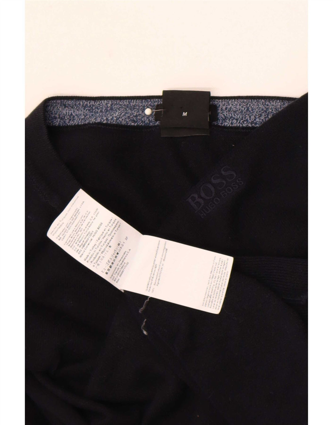 Suéter masculino Hugo Boss com ajuste regular e gola redonda, algodão preto médio