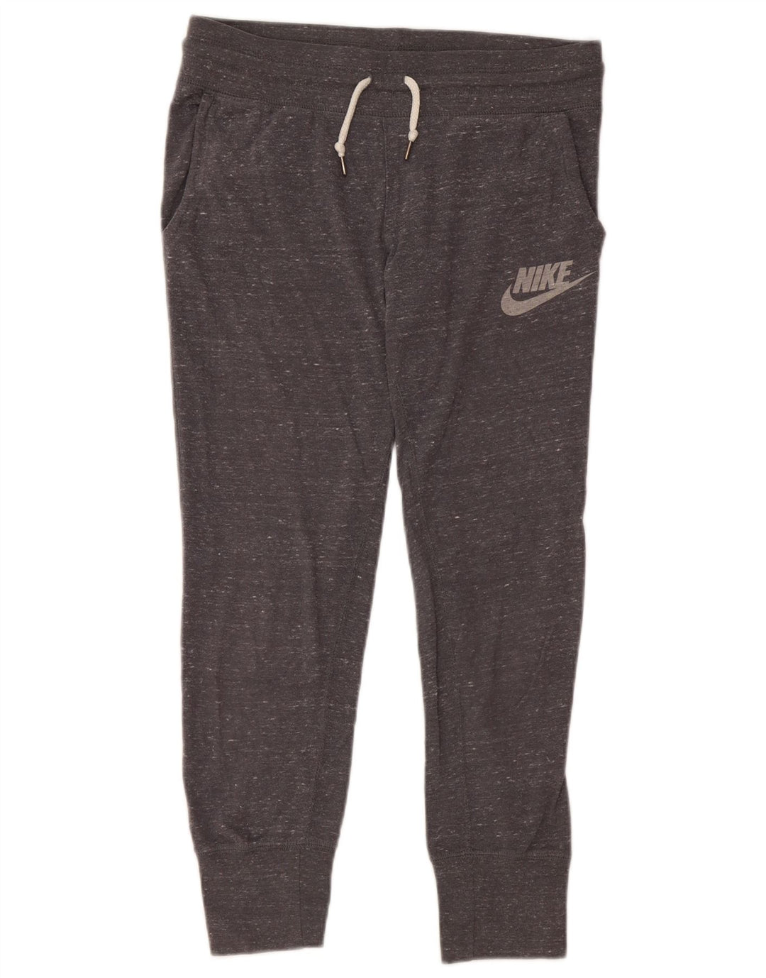 Calça de treino feminina Nike Joggers UK 6 XS cinza manchado de algodão