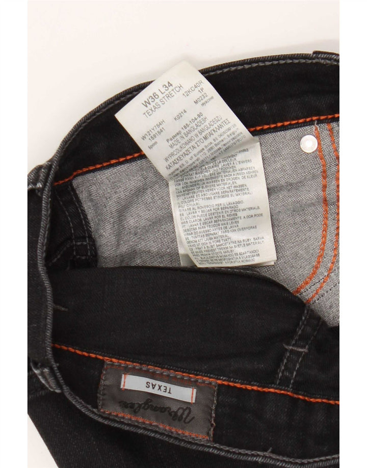 Wrangler Masculino Texas Stretch Straight Jeans W36 L34 Algodão Preto