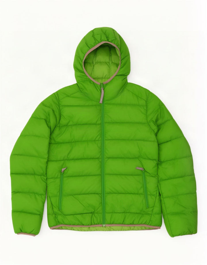 Jaqueta acolchoada com capuz feminina Jack Wolfskin Reino Unido 16 grande poliéster verde