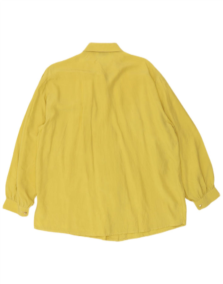 Camisa feminina vintage IT 48 XL seda amarela