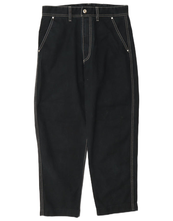 Calças recortadas cônicas femininas Diesel W28 L25 algodão azul marinho