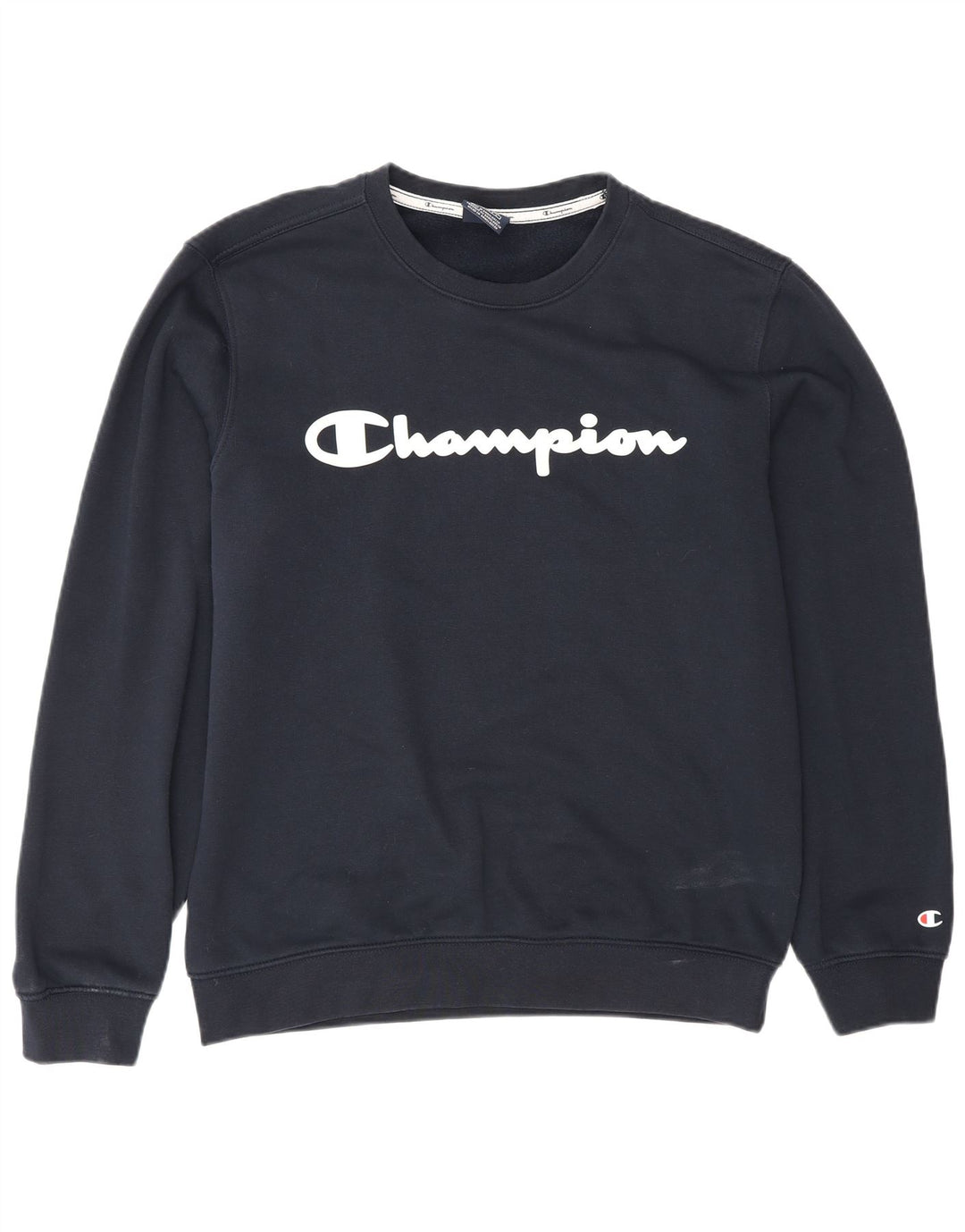Champion masculino gráfico moletom jumper médio azul marinho algodão