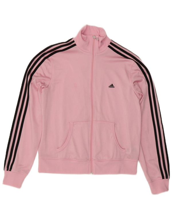 Adidas Womens Tracksuit Top Jacket UK 16 Grande Rosa Poliéster