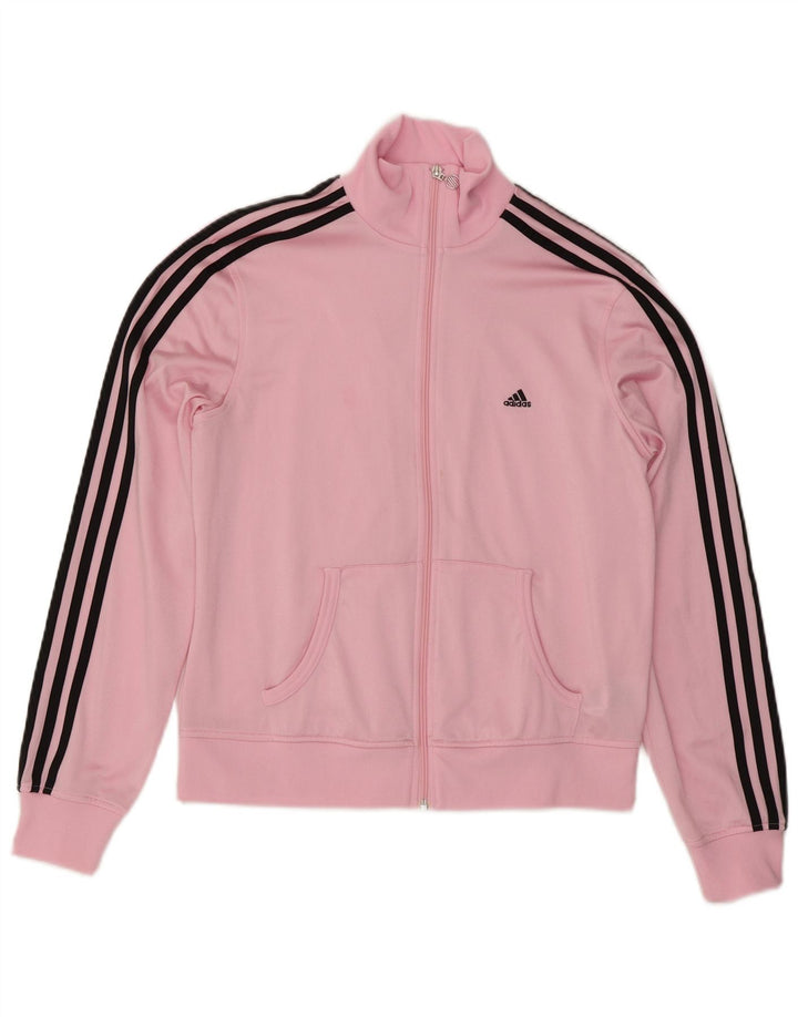 Adidas Womens Tracksuit Top Jacket UK 16 Grande Rosa Poliéster
