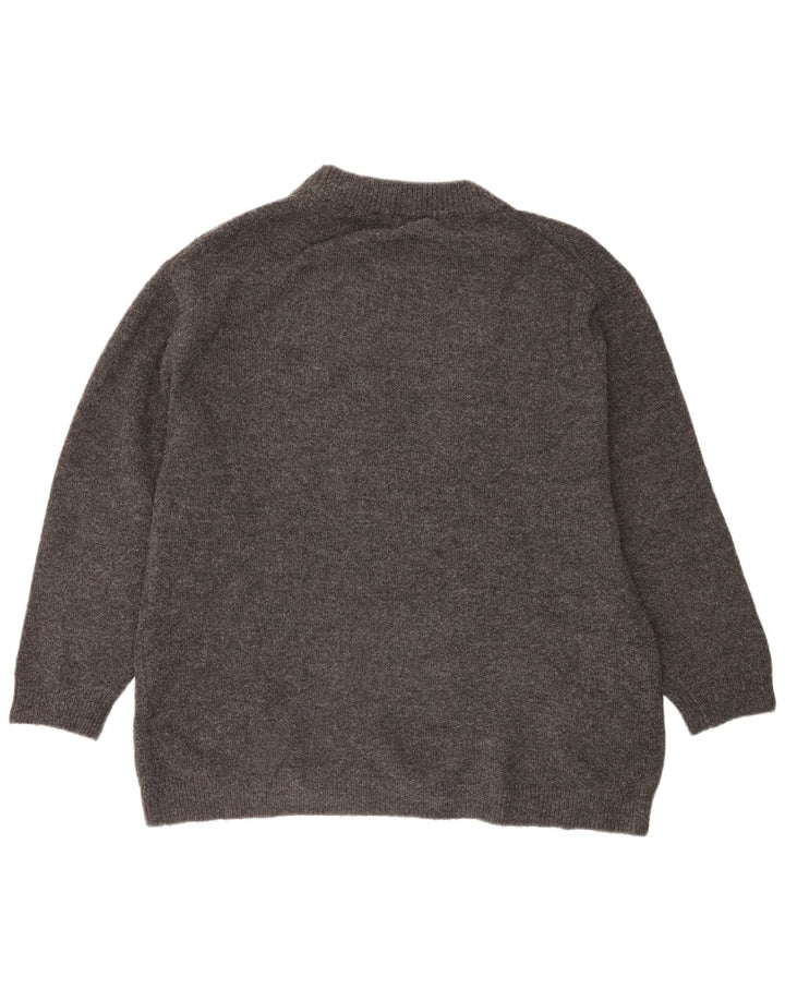Zara Suéter feminino oversized com gola redonda Reino Unido 14 cinza médio
