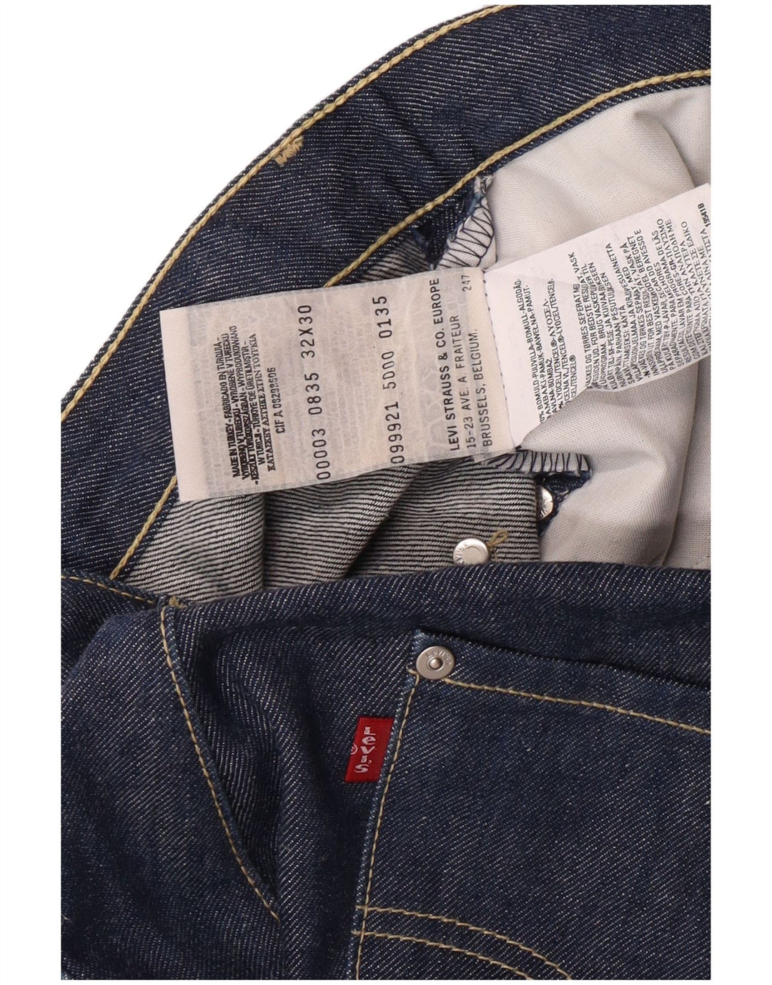 LEVI'S Masculino 501 Straight Jeans W32 L30 Azul Algodão Clássico