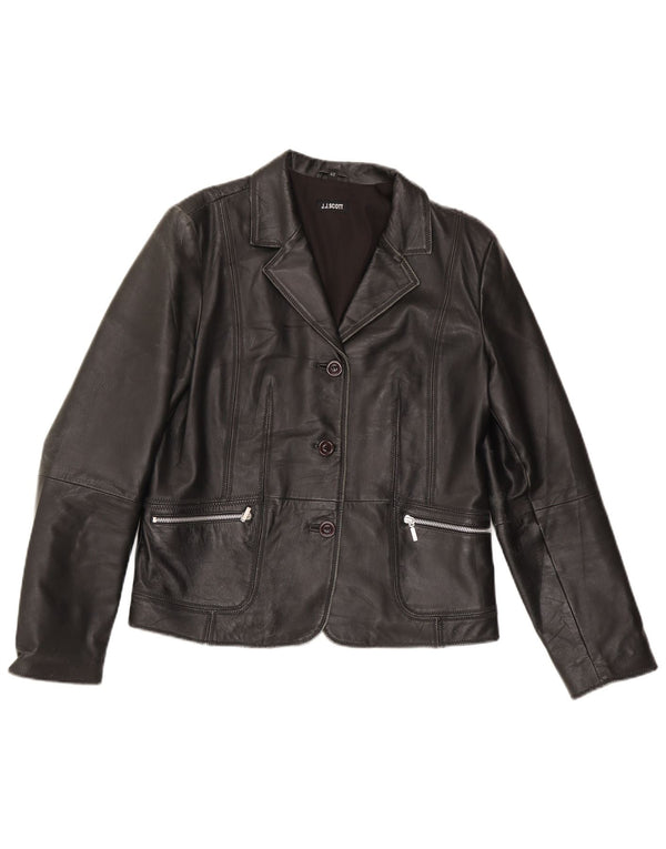 Jaqueta blazer feminina de couro com 3 botões J.J.Scott IT 42 médio preto