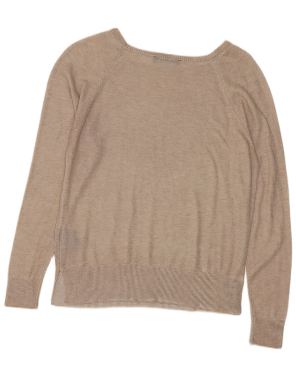 Suéter feminino Zara com gola canoa, Reino Unido 10, pequeno, bege, viscose