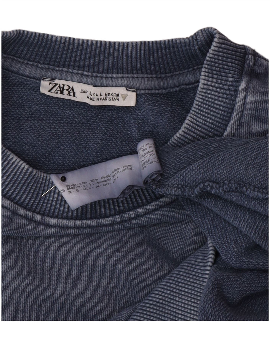 Zara moletom feminino oversized jumper Reino Unido 16 grande algodão azul marinho