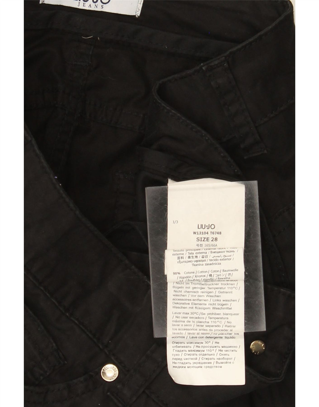 LIU JO Calça feminina casual justa W28 L29 algodão preto
