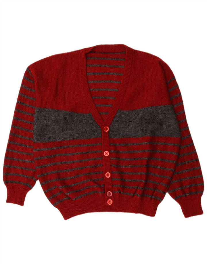 Suéter cardigã masculino vintage grande bloco colorido vermelho