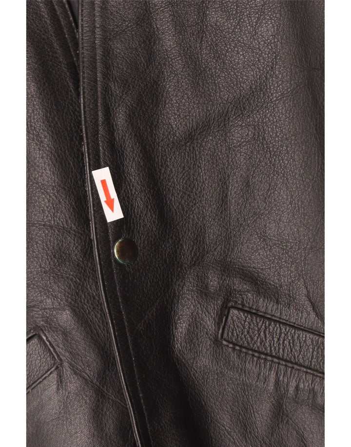 Colete de couro ocidental masculino vintage pequeno preto