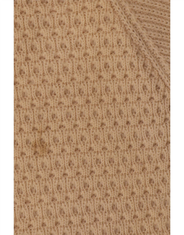Suéter masculino vintage com gola canoa grande de lã bege