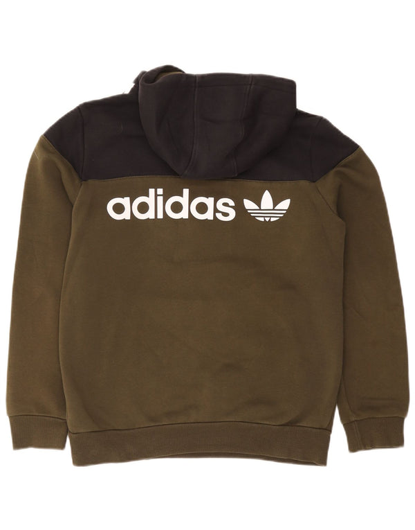 Adidas Meninos Graphic Hoodie Jumper 13-14 Anos Cáqui Colorblock Algodão