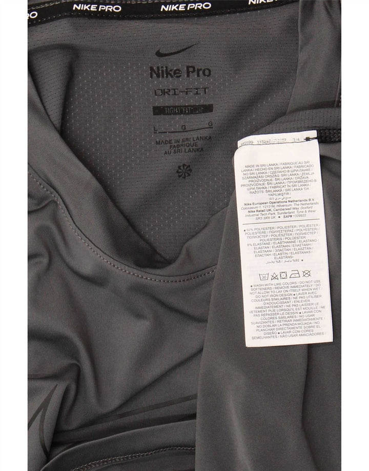 Camiseta Nike masculina Dri Fit Slim Fit gráfica top grande cinza poliéster