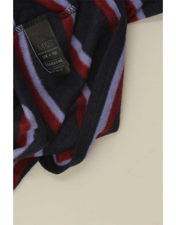 Jaqueta de lã feminina Marks & Spencer UK 16 grande listrada azul marinho