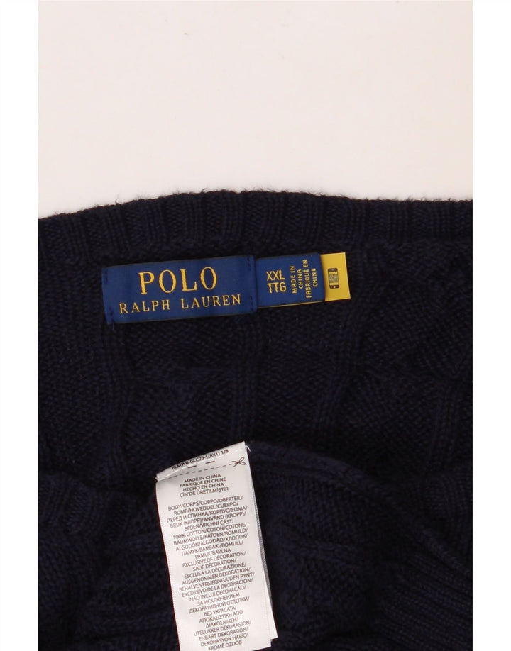 POLO RALPH LAUREN Suéter masculino com gola canoa 2XL algodão azul marinho