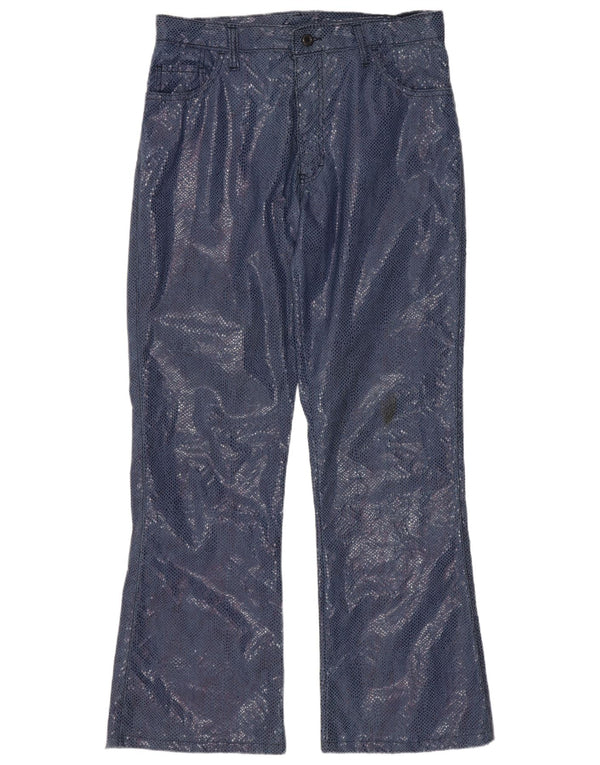Calça casual feminina Casucci Bootcut W31 L29 azul animal print algodão