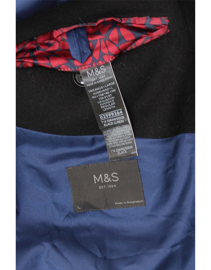 Sobretudo masculino Marks & Spencer Regular Fit UK 40 Grande Preto Clássico