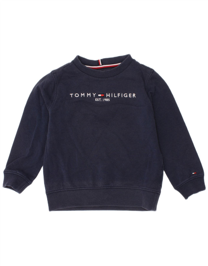 Tommy Hilfiger Meninos moletom gráfico jumper 3-4 anos azul marinho algodão