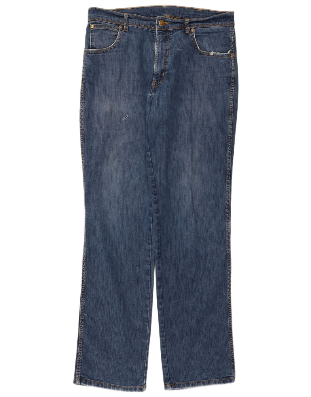 Wrangler masculino regular fit jeans reto W34 L32 algodão azul