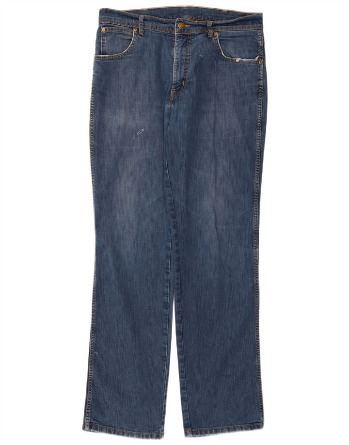 Wrangler masculino regular fit jeans reto W34 L32 algodão azul